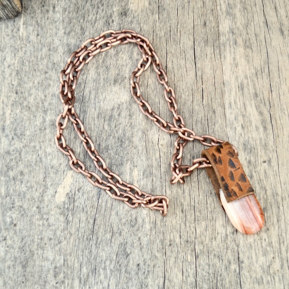 Agate Sardonyx Carnelian Pendant Leather Necklace - Picture 5 of 8